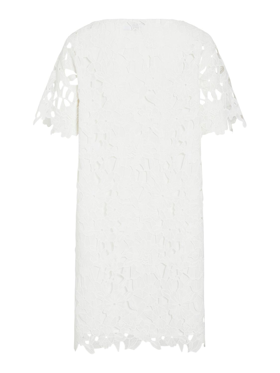 Visienna Boatneck Laceshort kjole - Cloud Dancer